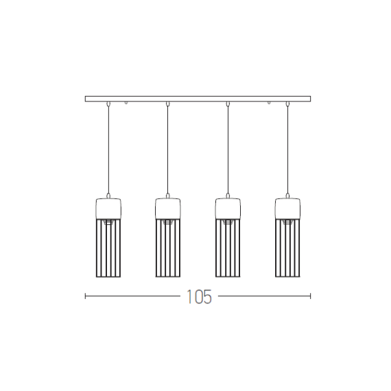 Полилей ZAMBELIS 1659 LINE LIGHT 4L CONCRETE STEEL BLACK 4xE27 | Osvetlenieto.bg