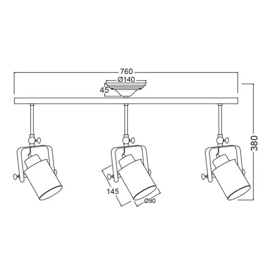 Спот POMPEII OD61013BK Aca Lighting 3xE27 | Osvetlenieto.bg