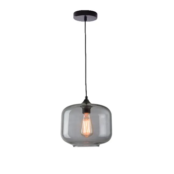 Винтидж полилей ZAMBELIS 14102 PENDANT 1L GLASS SMOKED GREY 1xE27 | Osvetlenieto.bg