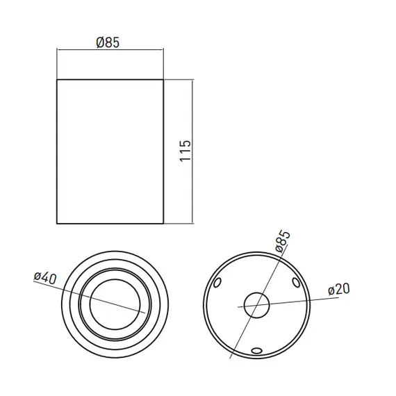 Черна луна за открит монтаж SENSA AQUA GU10 IP54 | Osvetlenieto.bg