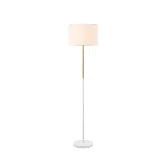 Лампион ZAMBELIS 20212 FLOOR LAMP IRON&WOOD & FABRIC MATERIAL WHITE 1xE27 | Osvetlenieto.bg