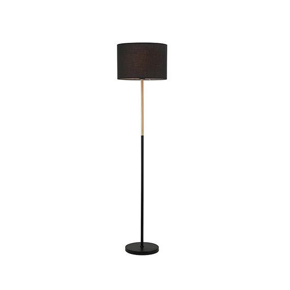 Лампион ZAMBELIS 20213 FLOOR LAMP IRON & WOOD & FABRIC MATERIAL BLACK 1xE27 | Osvetlenieto.bg