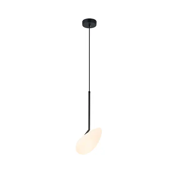 LED Пендел ZAMBELIS 20254 PENDANT LIGHT MATT OPAL WHITE GLASS & BLACK METAL 5W 3000K | Osvetlenieto.bg