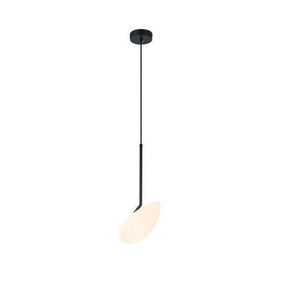 LED Пендел ZAMBELIS 20254 PENDANT LIGHT MATT OPAL WHITE GLASS & BLACK METAL 5W 3000K | Osvetlenieto.bg