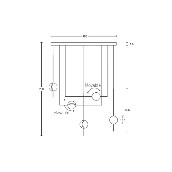 LED Полилей ZAMBELIS 2001 PENDANT LIGHT ALUMINIUM-METAL-ACRYLIC BLACK&GOLD 38W 3000K | Osvetlenieto.bg