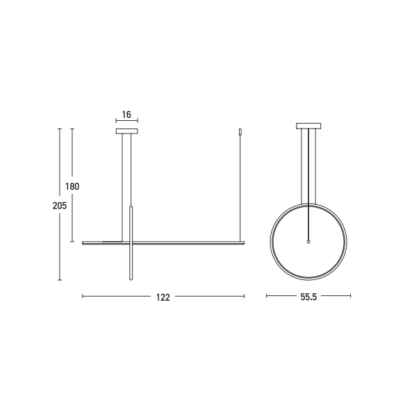 LED Полилей ZAMBELIS 20128 PENDANT LIGHT ALUMINUM DIMMING BLACK 48W 3000K | Osvetlenieto.bg
