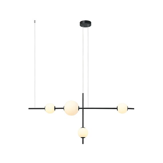 LED Полилей ZAMBELIS 20131 PENDANT LIGHT GLASS & METAL WHITE-BLACK 18W 3000K | Osvetlenieto.bg