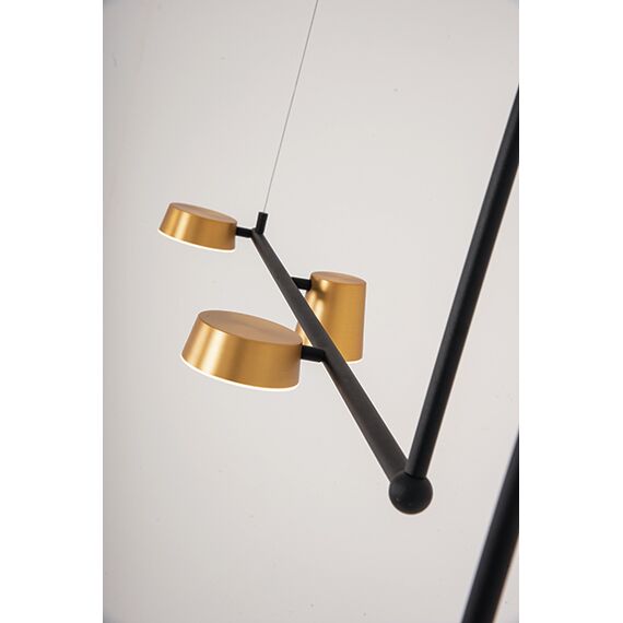 LED Полилей ZAMBELIS 2035 PENDANT LIGHT METAL-ACRYLIC SANDY BLACK &  BRASS 28W 3000K | Osvetlenieto.bg