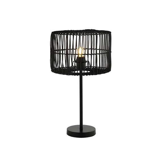 Настолна лампа ZAMBELIS 20238 RATTAN &IRON MATERIAL BLACK ON/OFF SWITCH 1xE27 | Osvetlenieto.bg