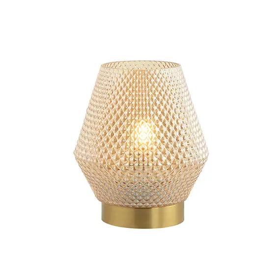 Настолна лампа ZAMBELIS 20251 TABLE LAMP GLASS COGNAC&BRASS ON/OFF SWITCH 1xE27 | Osvetlenieto.bg