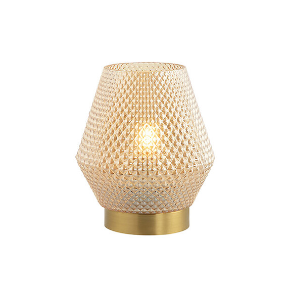Настолна лампа ZAMBELIS 20251 TABLE LAMP GLASS COGNAC&BRASS ON/OFF SWITCH 1xE27 | Osvetlenieto.bg
