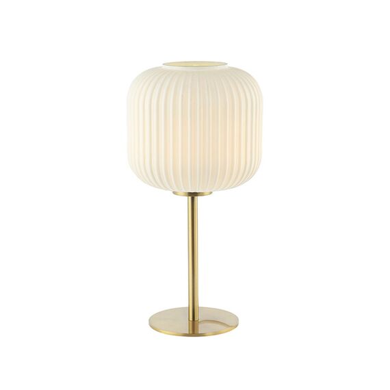 Настолна лампа ZAMBELIS 20252 TABLE LAMP GLASS MATERIAL WHITE & BRASS ON/OFF SWITCH | Osvetlenieto.bg