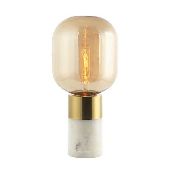 Настолна лампа ZAMBELIS 20253 TABLE LAMP GLASS AMBER-BRASS-WHITE ON/OFF SWITCH 1xE27 | Osvetlenieto.bg