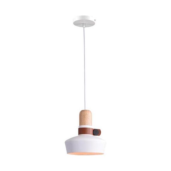 Пендел ZAMBELIS 1992 PENDANT LIGHT WHITE WOOD LEATHER 1xE27 | Osvetlenieto.bg