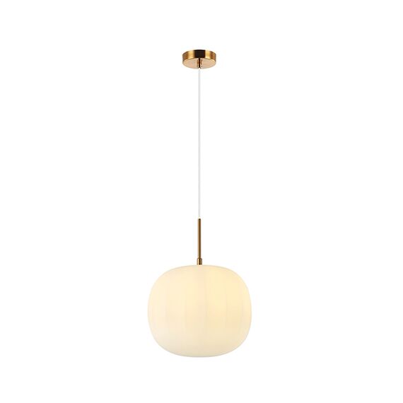 Пендел ZAMBELIS 20124 GLASS PENDANT LAMP FROST WHITE GLASS & ANCIENT BRASS 1XE27 | Osvetlenieto.bg