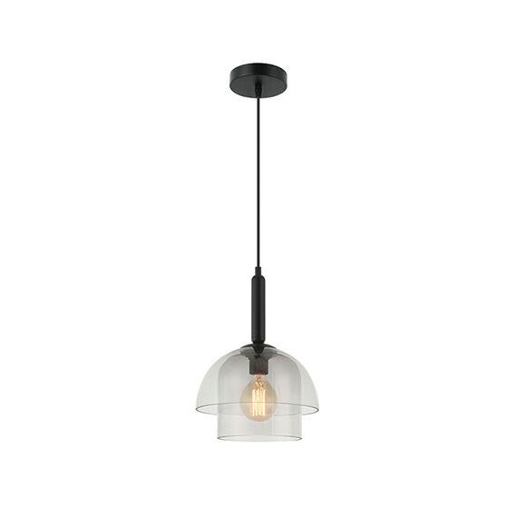 Пендел ZAMBELIS 20126 GLASS PENDANT LIGHT GLASS & METAL MATERIAL BLACK -SMOKY GREY 1xE27 | Osvetlenieto.bg
