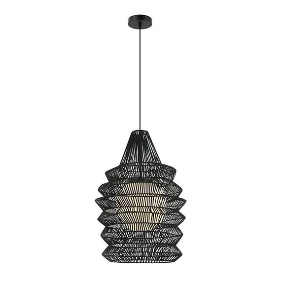 Пендел ZAMBELIS 20155 RATTAN PENDANT LIGHT BLACK 1xE27 | Osvetlenieto.bg