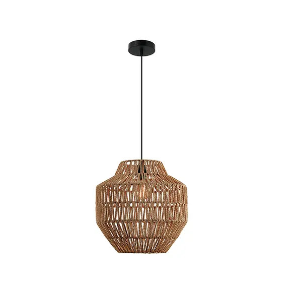 Пендел ZAMBELIS 20236 PENDENT LAMP PAPER ROPE BROWN 1xE27 | Osvetlenieto.bg