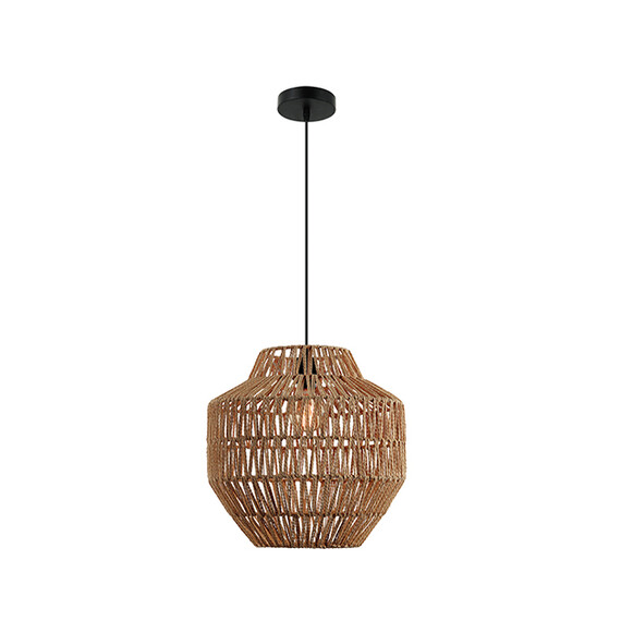 Пендел ZAMBELIS 20236 PENDENT LAMP PAPER ROPE BROWN 1xE27 | Osvetlenieto.bg