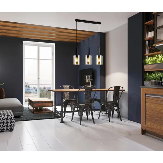 Полилей Sardo PND-5581-3-BK+AMB Italux | Osvetlenieto.bg