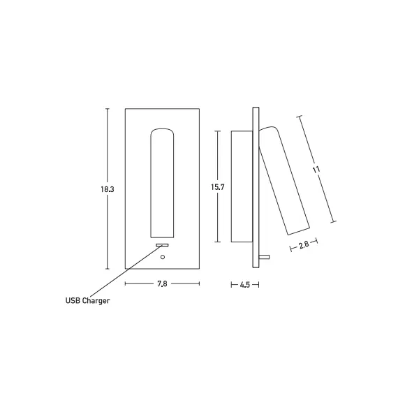 LED Аплик за вграждане ZAMBELIS H67 ALUMINUM & METALWITH USB BRUSHED BRASS 3W 3000K | Osvetlenieto.bg