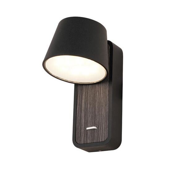 LED Аплик ZAMBELIS H61 SCONCE BLACK WOOD 7W 3000K | Osvetlenieto.bg