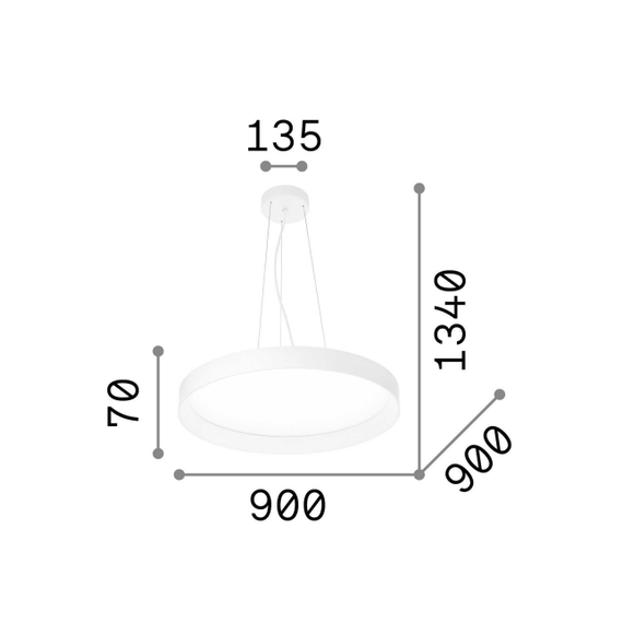LED Полилей FLY SP D90 276625 Ideal Lux 68W 3000K | Osvetlenieto.bg