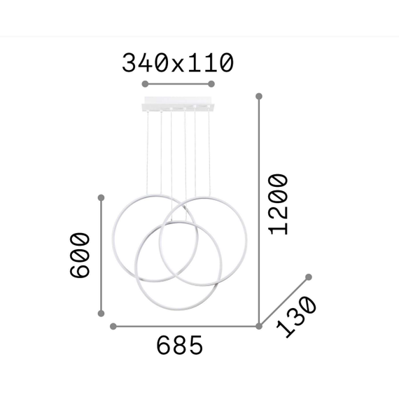 LED Полилей FRAME SP CERCHIO NERO 269337 Ideal Lux 82W 3000K | Osvetlenieto.bg