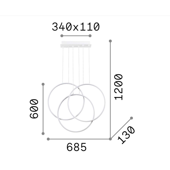 LED Полилей FRAME SP CERCHIO NERO 3000K 269337 Ideal Lux | Osvetlenieto.bg