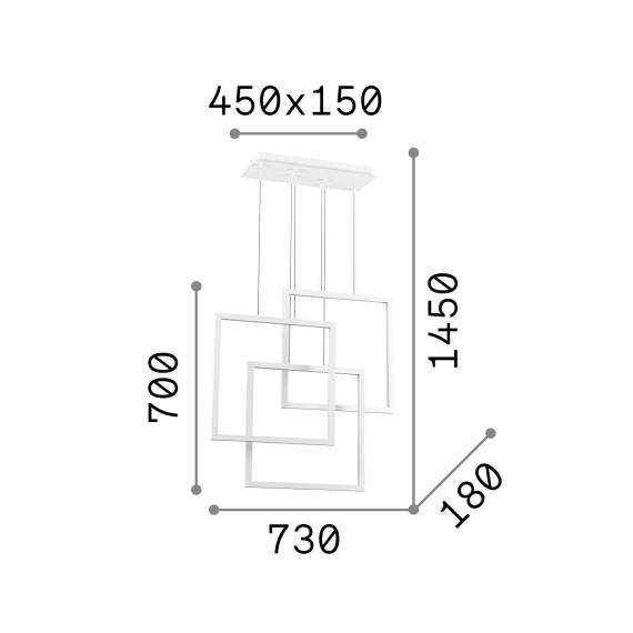 LED Полилей FRAME SP QUADRATO NERO 269375 Ideal Lux 80W 3000K | Osvetlenieto.bg