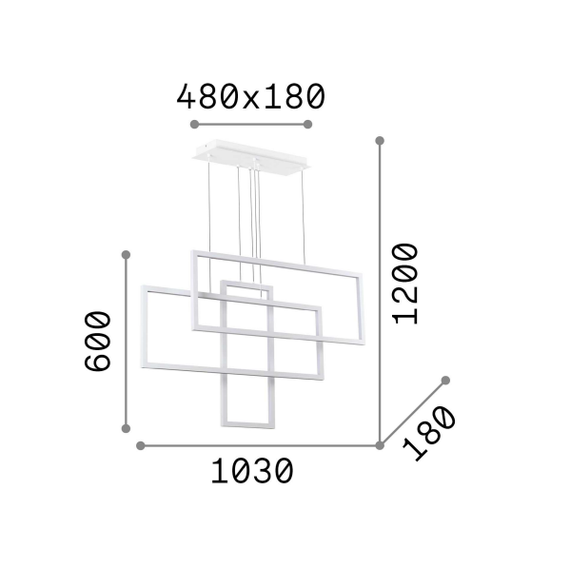 LED Полилей FRAME SP RETTANGOLO NERO 269382 Ideal Lux 93W 3000K | Osvetlenieto.bg