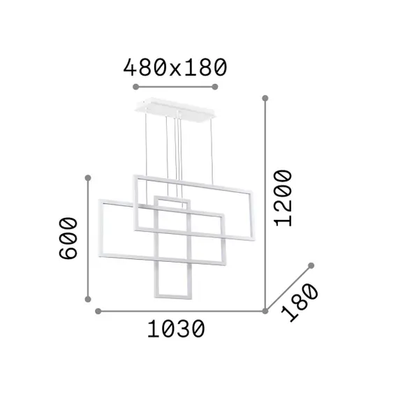 LED Полилей FRAME SP RETTANGOLO NERO 269382 Ideal Lux 93W 3000K | Osvetlenieto.bg