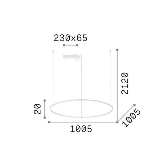 LED Полилей HULAHOOP SP D100 258751 Ideal Lux 50W 3000K | Osvetlenieto.bg