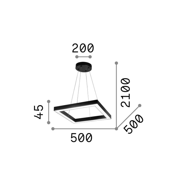 LED Полилей ORACLE D50 SQUARE NERO 245676 Ideal Lux 35W 3000K | Osvetlenieto.bg