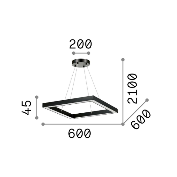 LED Полилей ORACLE D60 SQUARE NERO 245690 Ideal Lux 39W 3000K | Osvetlenieto.bg LED Полилей ORACLE D60 SQUARE NERO 245690 Ideal Lux 39W 3000K | Osvetlenieto.bg