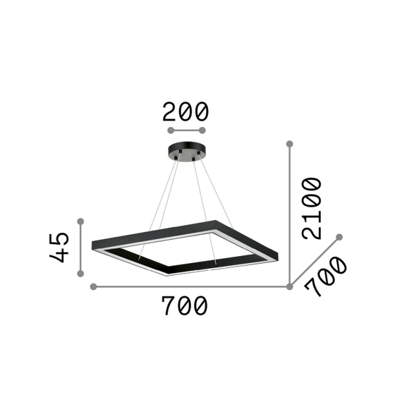 LED Полилей ORACLE D70 SQUARE NERO 245713 Ideal Lux 43W 3000K | Osvetlenieto.bg LED Полилей ORACLE D70 SQUARE NERO 245713 Ideal Lux 43W 3000K | Osvetlenieto.bg