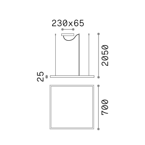 LED Полилей ORACLE SLIM SP D070 SQUARE 3000K ON-OFF BI 259178 Ideal Lux | Osvetlenieto.bg