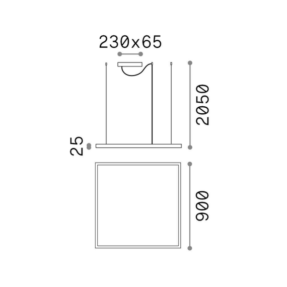 LED Полилей ORACLE SLIM SP D090 SQUARE 3000K ON-OFF BI 259192 Ideal Lux | Osvetlenieto.bg