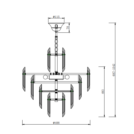 Полилей Flare DIA200PL-06G Maytoni 6xE14 | Osvetlenieto.bg