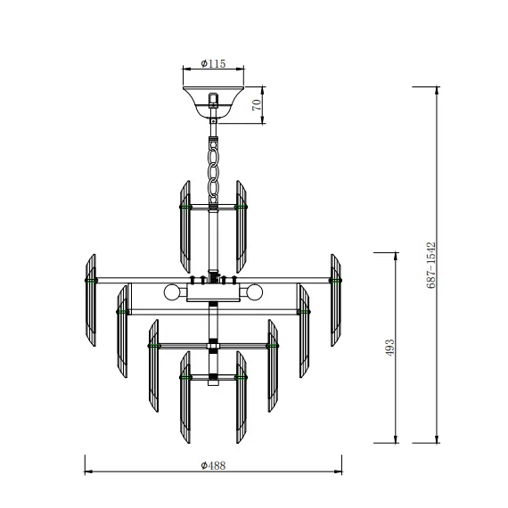 Полилей Flare DIA200PL-06G Maytoni 6xE14 | Osvetlenieto.bg