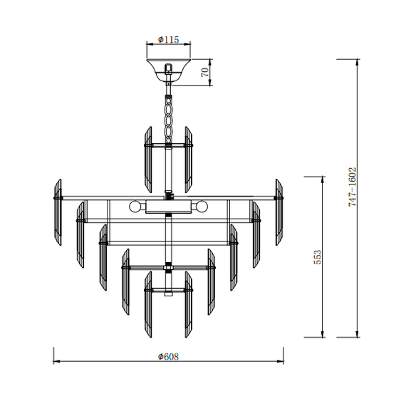 Полилей Flare DIA200PL-08G Maytoni 8xE14 | Osvetlenieto.bg
