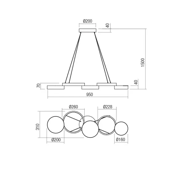 LED Полилей CRONOS 01-2542 Redo 65W 3000K | Osvetlenieto.bg