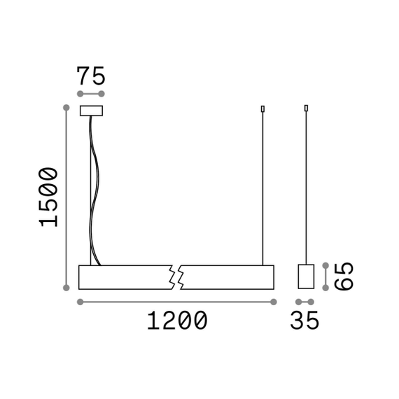 LED Висяща линейна лампа OFFICE SP ACCENT 3000K NERO 271187 Ideal Lux  | Osvetlenieto.bg