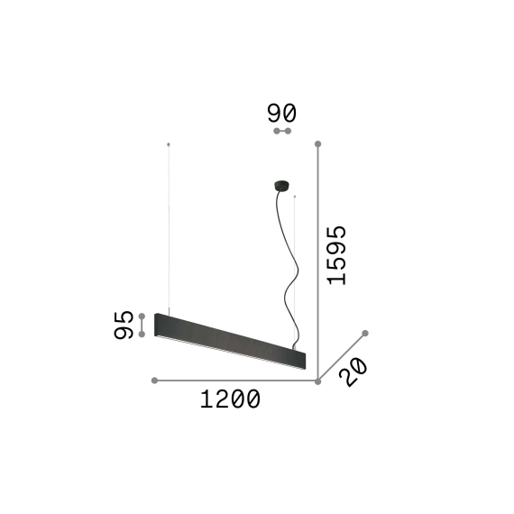 LED Висяща линейна лампа STEEL SP2 D20 BI-EMISSION WIDE 4000K BIANCO 268231 Ideal Lux  | Osvetlenieto.bg
