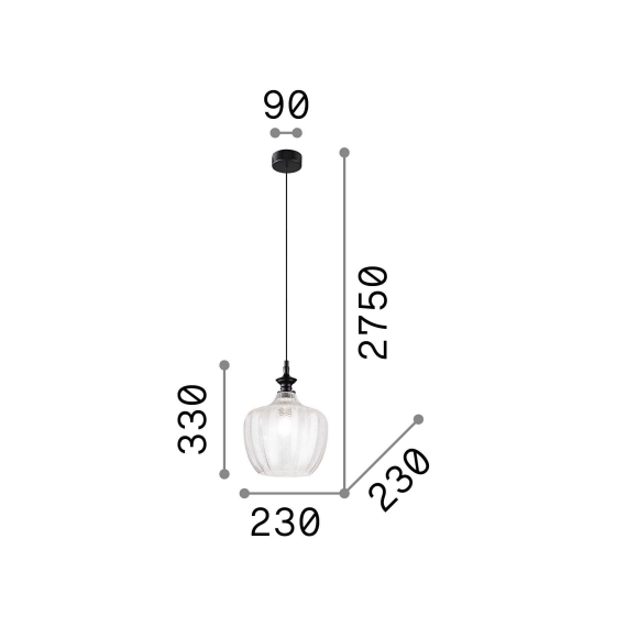 Пендел LORD SP1 TRASPARENTE 263632 Ideal Lux 1xE27 | Osvetlenieto.bg