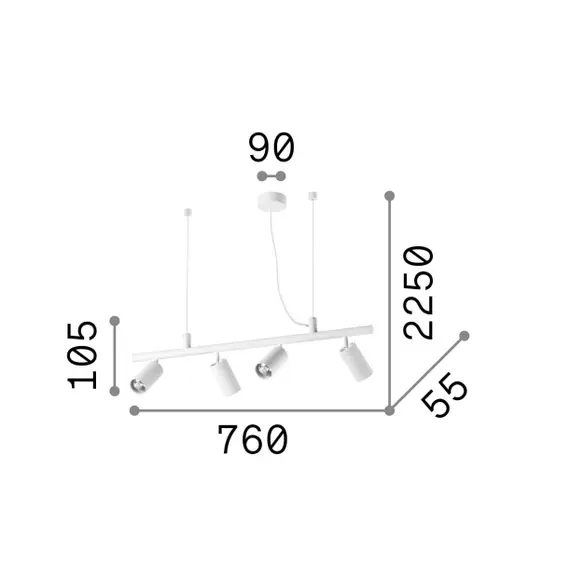 Полилей DYNAMITE SP4 BIANCO 231372 Ideal Lux 4xGU10 | Osvetlenieto.bg