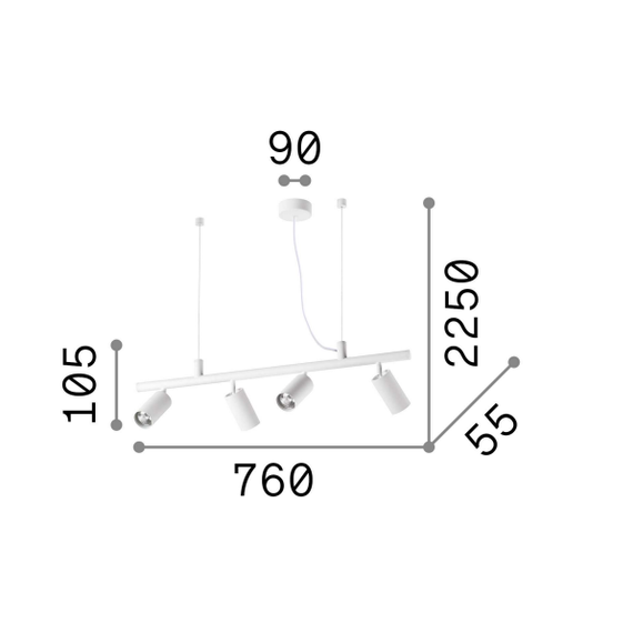 Полилей DYNAMITE SP4 ROUND OTTONE 244624 Ideal Lux 4xGU10 | Osvetlenieto.bg