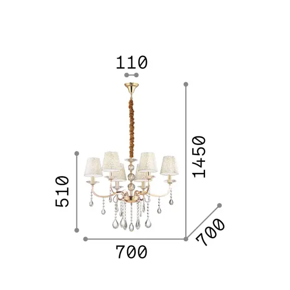Полилей PANTHEON SP6 ORO 088068 Ideal Lux 6xE14 | Osvetlenieto.bg