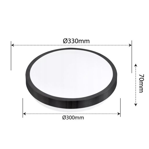 Черен плафон Solen кръг MICROWAVE сензор за движение 2xE27 IP44 | Osvetlenieto.bg