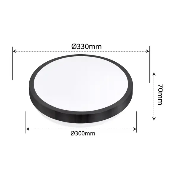 Черен плафон Solen кръг MICROWAVE сензор за движение 2xE27 IP44 | Osvetlenieto.bg